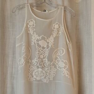 Sheer White Embroidered Top